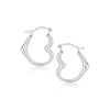 10k White Gold Heart Hoop Earrings