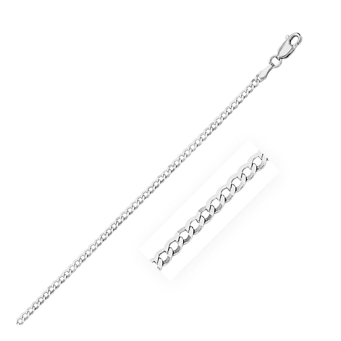14k White Gold Solid Curb Chain (2.60 mm) by Avera Group