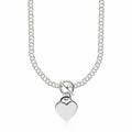 Sterling Silver Rhodium Plated Rolo Chain Necklace with a Heart Toggle Charm by Avera Group