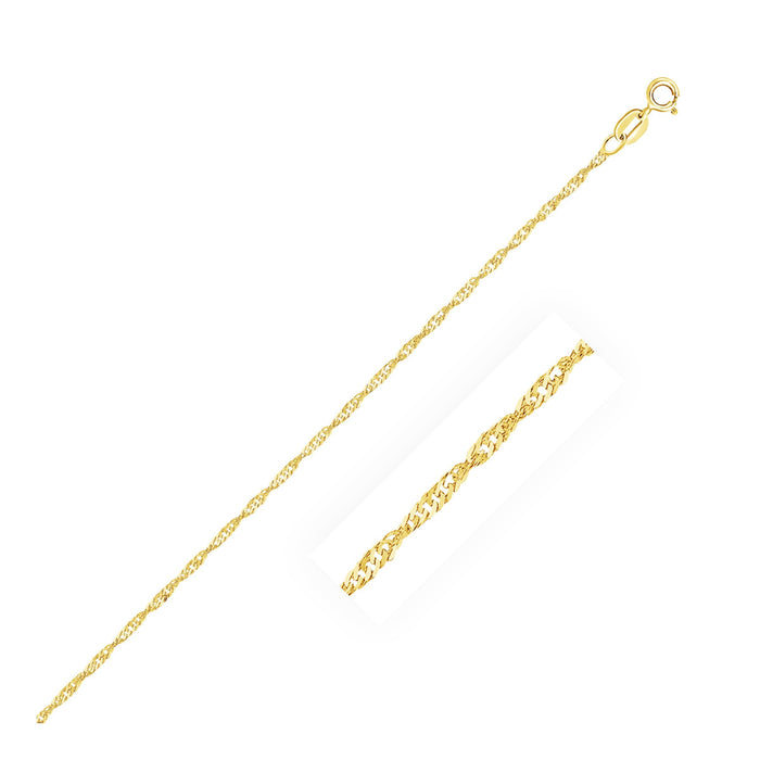 14k Yellow Gold Singapore Anklet 1.5mm by Avera Group