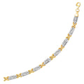 14k Two-Tone Gold Fancy X Line Bracelet by Avera Group