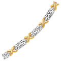 14k Two-Tone Gold Fancy X Line Bracelet by Avera Group