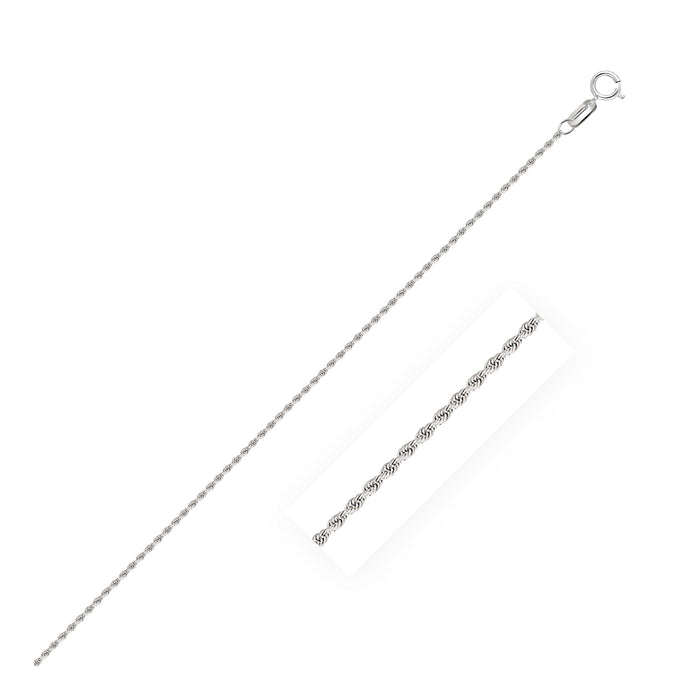 10k White Gold Solid Diamond Cut Rope Chain (1.40 mm) by Avera Group