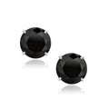 14k White Gold 8.0mm Round Black CZ Stud Earrings by Avera Group