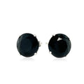 14k White Gold 8.0mm Round Black CZ Stud Earrings by Avera Group