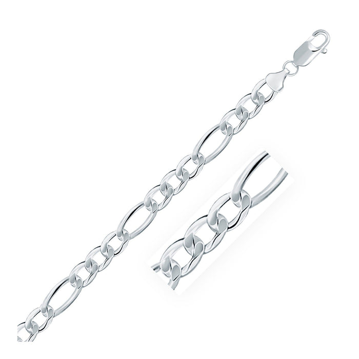 Rhodium Plated Sterling Silver Figaro Style Chain (8.10 mm) by Avera Group