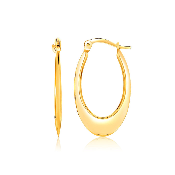14k Yellow Gold Puffed Graduated Open Oval Earrings by Avera Group