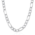 Rhodium Plated 8.8mm Sterling Silver Figaro Style Chain (8.80 mm) by Avera Group