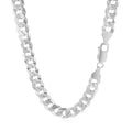 Rhodium Plated 7.2mm Sterling Silver Curb Style Chain by Avera Group
