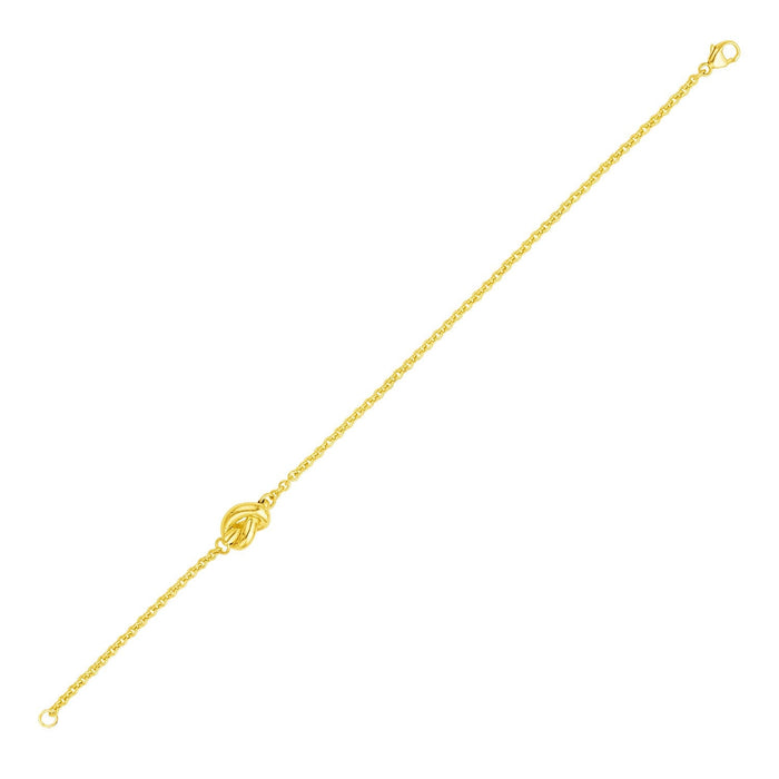 14k Yellow Gold Chain Bracelet with Polished Knot (7.50 mm) by Avera Group