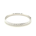 14k White Gold Diamond Carved Bangle (6.0 mm) by Avera Group
