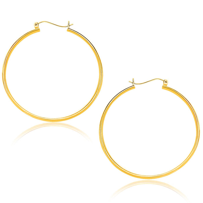 10k Yellow Gold Polished Hoop Earrings (40mm) by Avera Group
