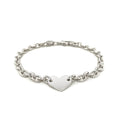 Sterling Silver Rhodium Plated Chain Bracelet with a Flat Heart Station (5.00 mm) by Avera Group