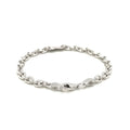 Sterling Silver Rhodium Plated Chain Bracelet with a Flat Heart Station (5.00 mm) by Avera Group
