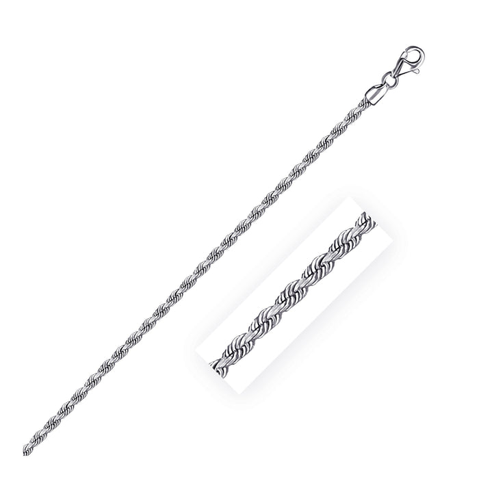 14k White Gold Solid Diamond Cut Rope Chain (2.50 mm) by Avera Group