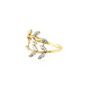 14k Two Tone Gold Crossover Ring with Textured Leaves by Avera Group