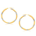 14k Two Tone Gold Polished Hoop Earrings (30 mm) by Avera Group
