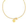 Toggle Necklace with Heart Charm in 14k Yellow Gold by Avera Group