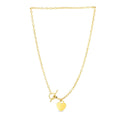 Toggle Necklace with Heart Charm in 14k Yellow Gold by Avera Group