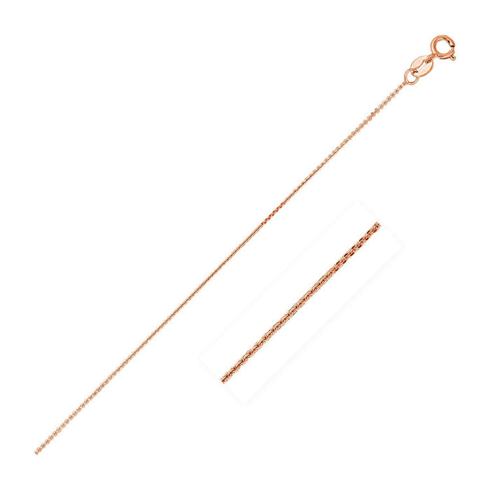 14k Pink Gold Diamond Cut Cable Link Chain (0.87 mm) by Avera Group