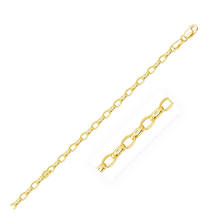 14k Yellow Gold Oval Rolo Chain (3.20 mm) by Avera Group