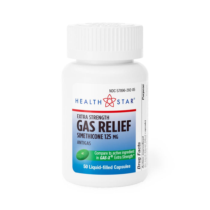 HEALTH STAR Extra Strength Gas Relief Softgels, 125 mg Simethicone, 50 Count by Pasteur Pharmacy