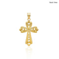 14k Two-Tone Gold Fancy Cross Pendant with Diamond Cuts by Avera Group