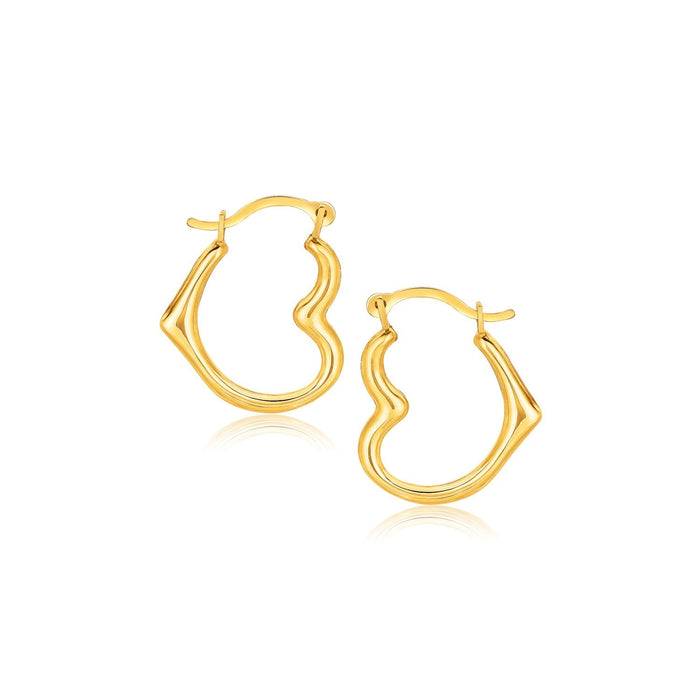 10k Yellow Gold Heart Hoop Earrings by Avera Group