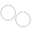 14k White Gold Polished Hoop Earrings (2x60mm)