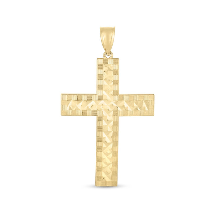 14k Yellow Gold High Polish Diamond Cut Cross Pendant by Avera Group