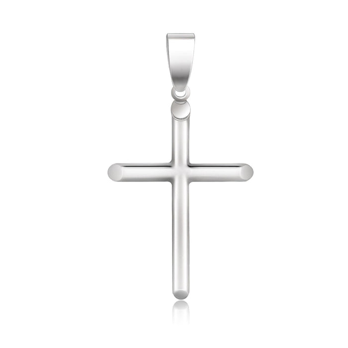 14k White Gold Slim Cross with Tapered Ends Pendant by Avera Group