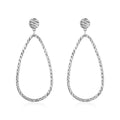 14k White Gold Textured Teardrop Motif Post Earrings by Avera Group