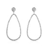 14k White Gold Textured Teardrop Motif Post Earrings