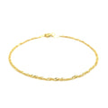 10k Yellow Gold Singapore Anklet 1.5mm by Avera Group