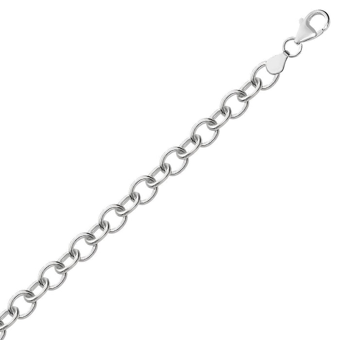 Sterling Silver Rhodium Plated Fancy Charm Bracelet (6.70 mm) by Avera Group