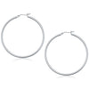 14k White Gold Polished Hoop Earrings (2x50 mm)