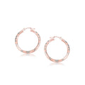 14k Rose Gold Fancy Diamond Cut Hoop Earrings (25mm Diameter) by Avera Group