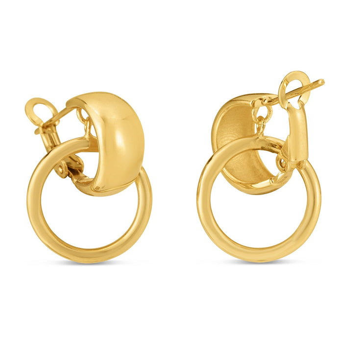 14k Yellow Gold Interlocking Omega Hoops by Avera Group