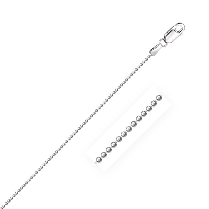 14k White Gold Diamond-Cut Bead Chain 1.2mm by Avera Group