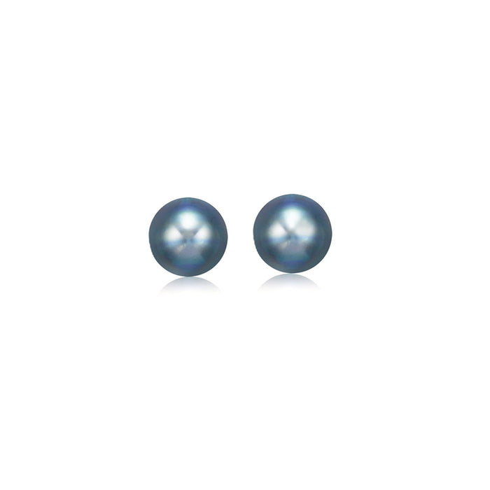 14k Yellow Gold Cultured Black Pearl Stud Earrings (7.0 mm) by Avera Group