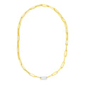 14k Yellow Gold Paperclip Chain Necklace with Diamond Link by Avera Group