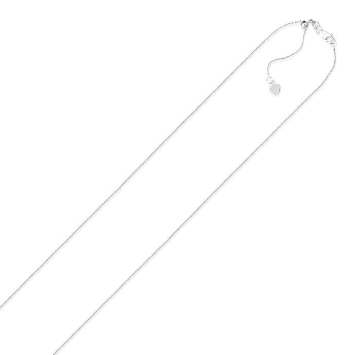 14k White Gold Adjustable Cable Chain (1.10 mm) by Avera Group