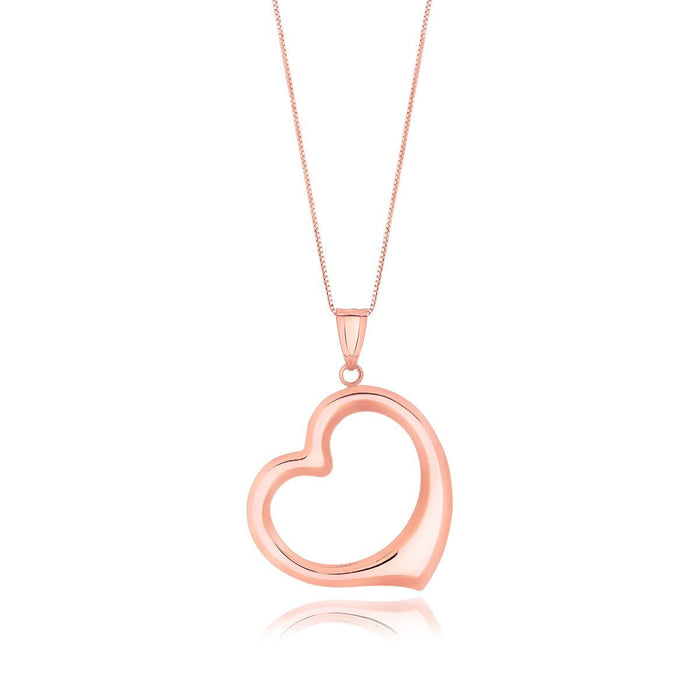 14k Rose Gold Floating Heart Drop Pendant by Avera Group