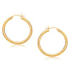 14k Yellow Gold Hoop Earring with Diamond-Cut Finish (3x30mm)