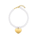 14k Yellow Gold Pearl Heart Charm Bracelet by Avera Group