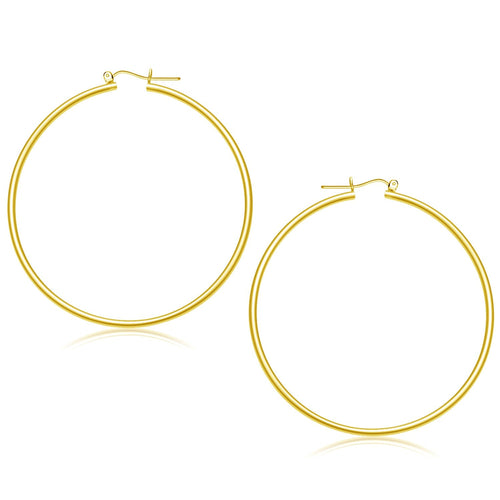 14k Yellow Gold Polished Hoop Earrings (2x55mm) by Avera Group