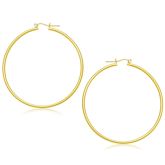 14k Yellow Gold Polished Hoop Earrings (2x55mm) by Avera Group