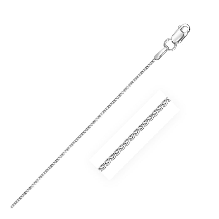 14k White Gold Round Wheat Chain (1.00 mm) by Avera Group