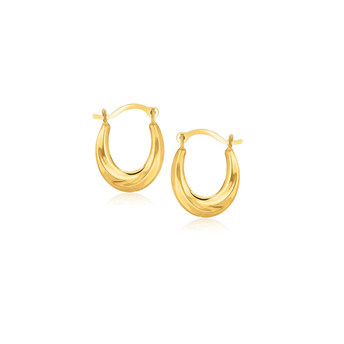 10k Yellow Gold Oval Hoop Earrings by Avera Group