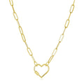 14k Yellow Gold Paperclip Chain Necklace with Heart Carabiner Clasp by Avera Group